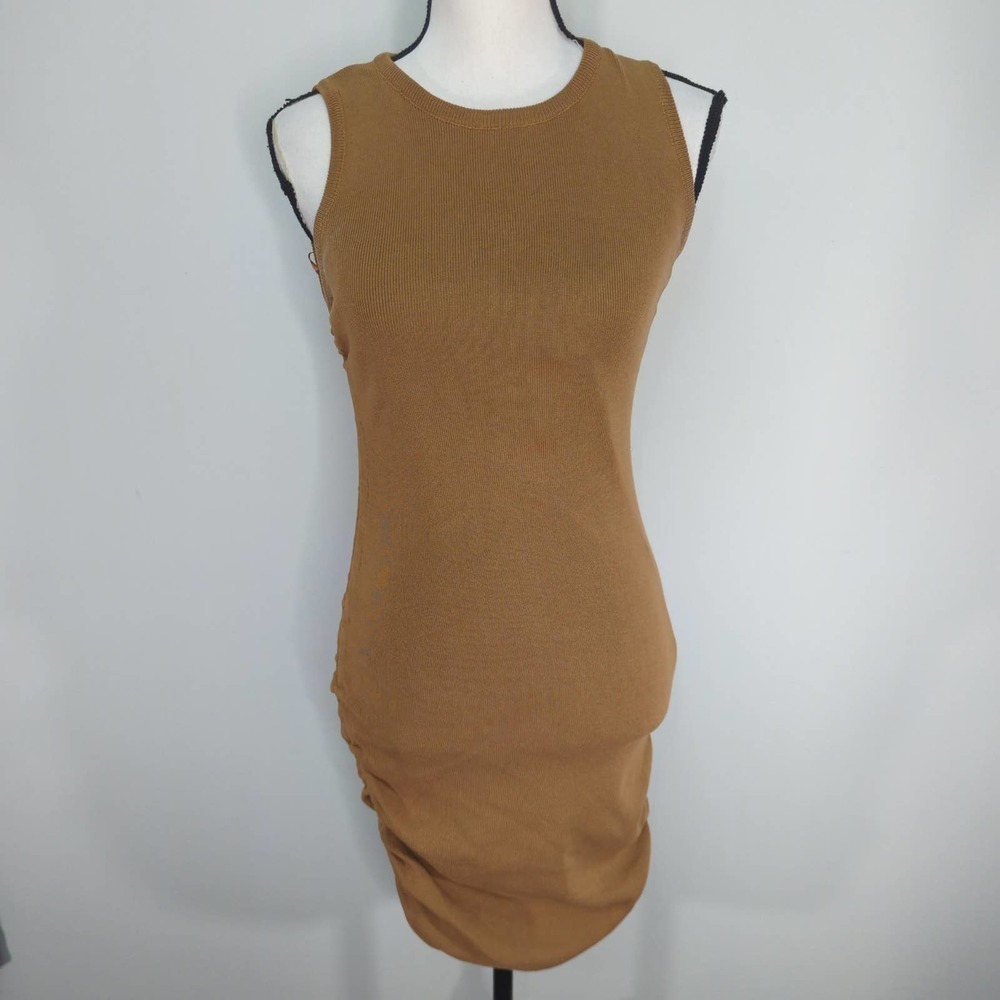 Lioness Womens Sheath Sweater Dress Camel Brown Sleeveless S‎
